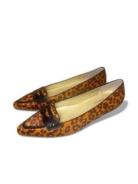NWOB Talbots Leopard Print Calf Hair Pointed Toe Loafers - Size 7B